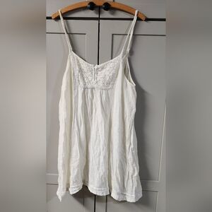 Vtg Oscar de la Renta Pink Label Eyelet Lace Cami Top | White Cotton | Size L